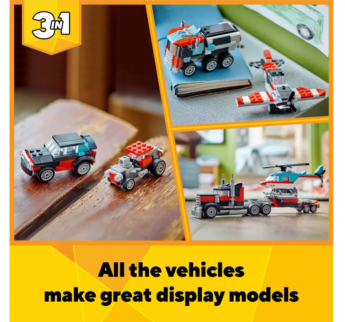 Lego Creator Flatbed Truck With Helicopter Toy 31146 Multicolour For Kids Ages 7Y+ (270 Pieces) 