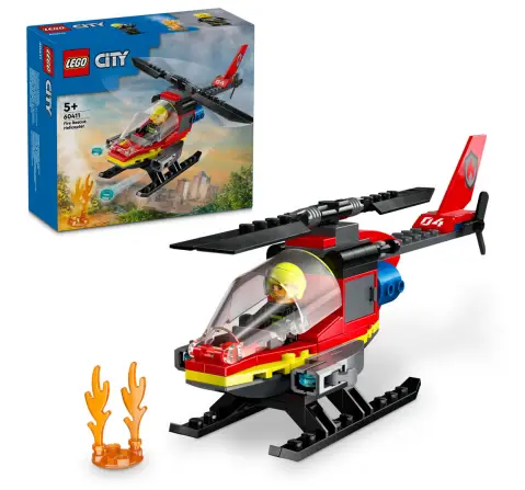 Lego City Fire Rescue Helicopter Building Set 60411 Multicolour For Kids Ages 5Y+ (85 Pieces) 