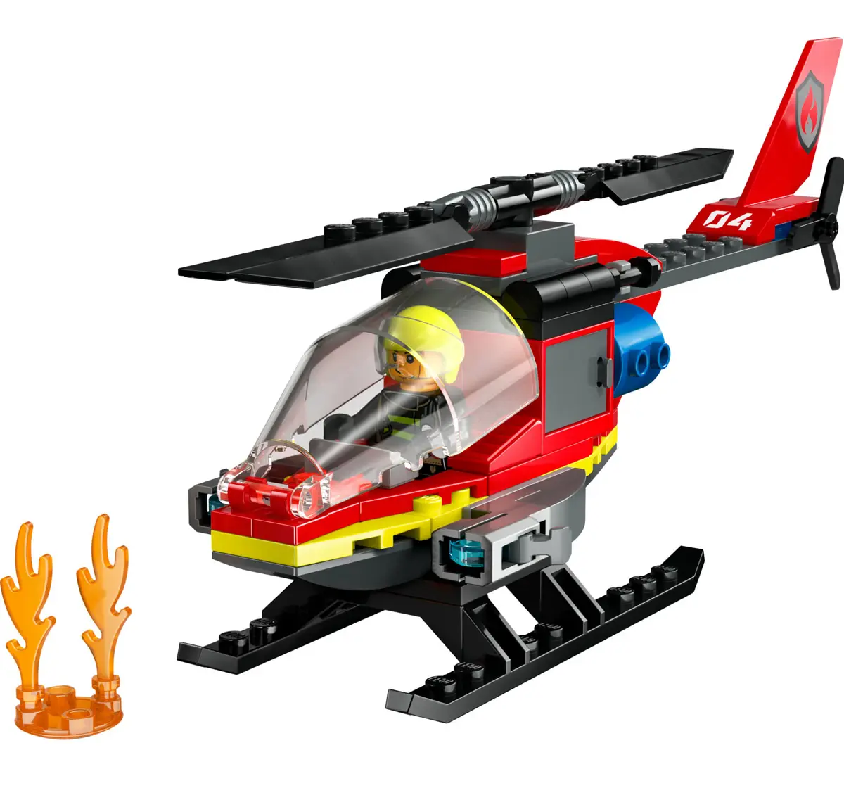 Lego City Fire Rescue Helicopter Building Set 60411 Multicolour For Kids Ages 5Y+ (85 Pieces) 