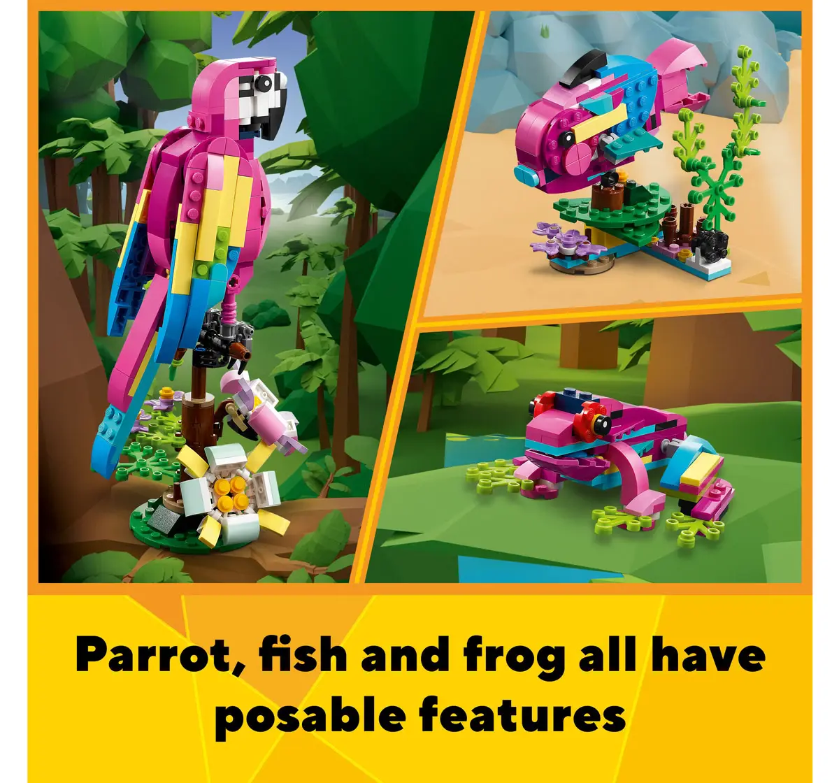 Lego Creator Exotic Pink Parrot 31144 Building Toy Set Multicolour For Kids Ages 7Y+ (253 Pieces)