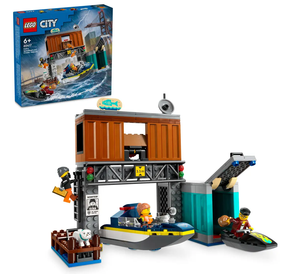 Lego City Police Speedboat And Crooks Hideout 60417 Multicolour For Kids Ages 6Y+ (311 Pieces) 