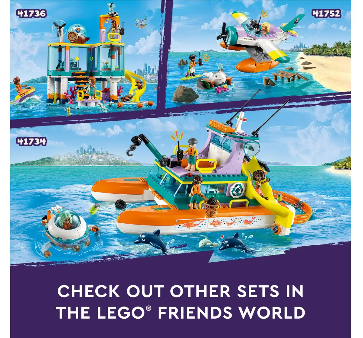 Lego Friends Sea Rescue Boat 41734 Building Toy Set Multicolour For Kids Ages 7Y+ (717 Pieces)