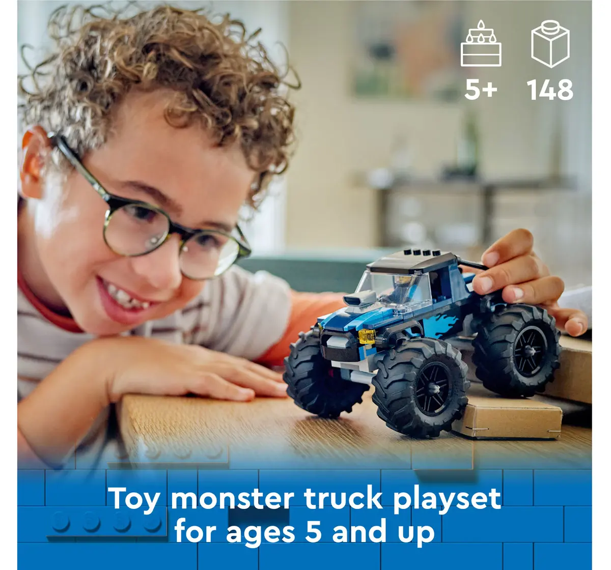 Lego City Blue Monster Truck Off-Road Toy 60402 Multicolour For Kids Ages 5Y+ (148 Pieces)