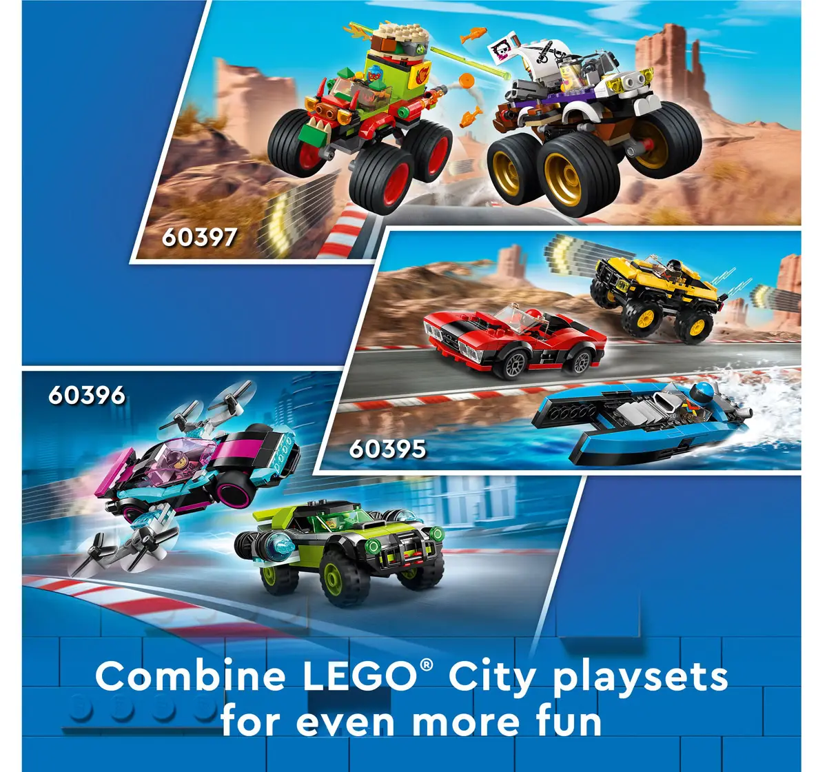 Lego City Combo Race Pack 60395 Building Toy Set Multicolour For Kids Ages 6Y+ (362 Pieces)