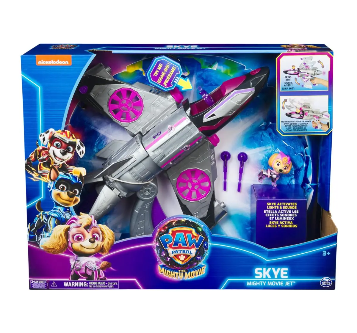 Paw Patrol The Mighty Movie, Transforming Rescue Jet with Skye Mighty Pups Action Figure, 3Y+