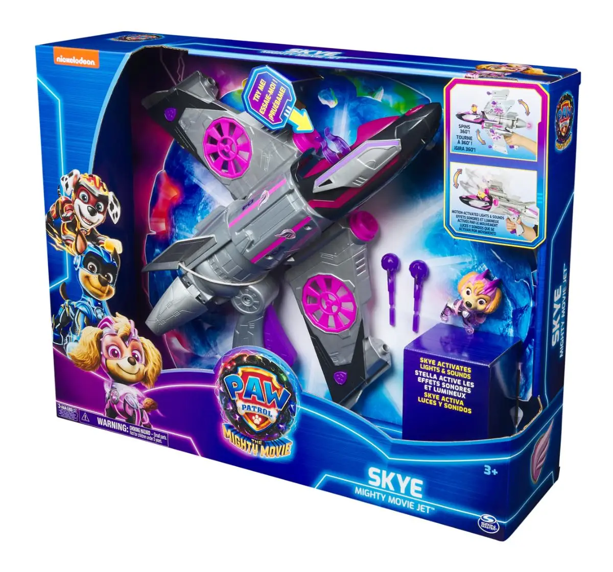 Paw Patrol The Mighty Movie, Transforming Rescue Jet with Skye Mighty Pups Action Figure, 3Y+