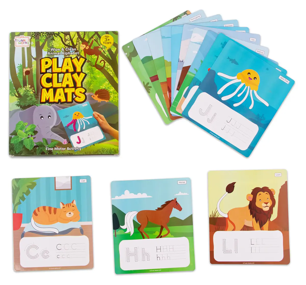 Trunk Works Animal Alphabet PlayClay Mats, 3Y+