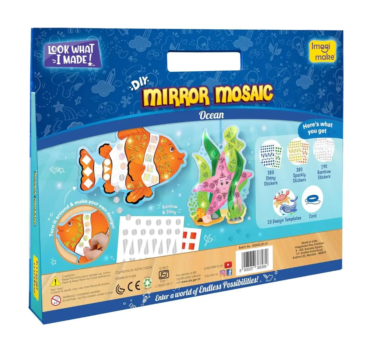 Imagimake Mirror Mossaic Ocean DIY Craft Kit, 3Y+