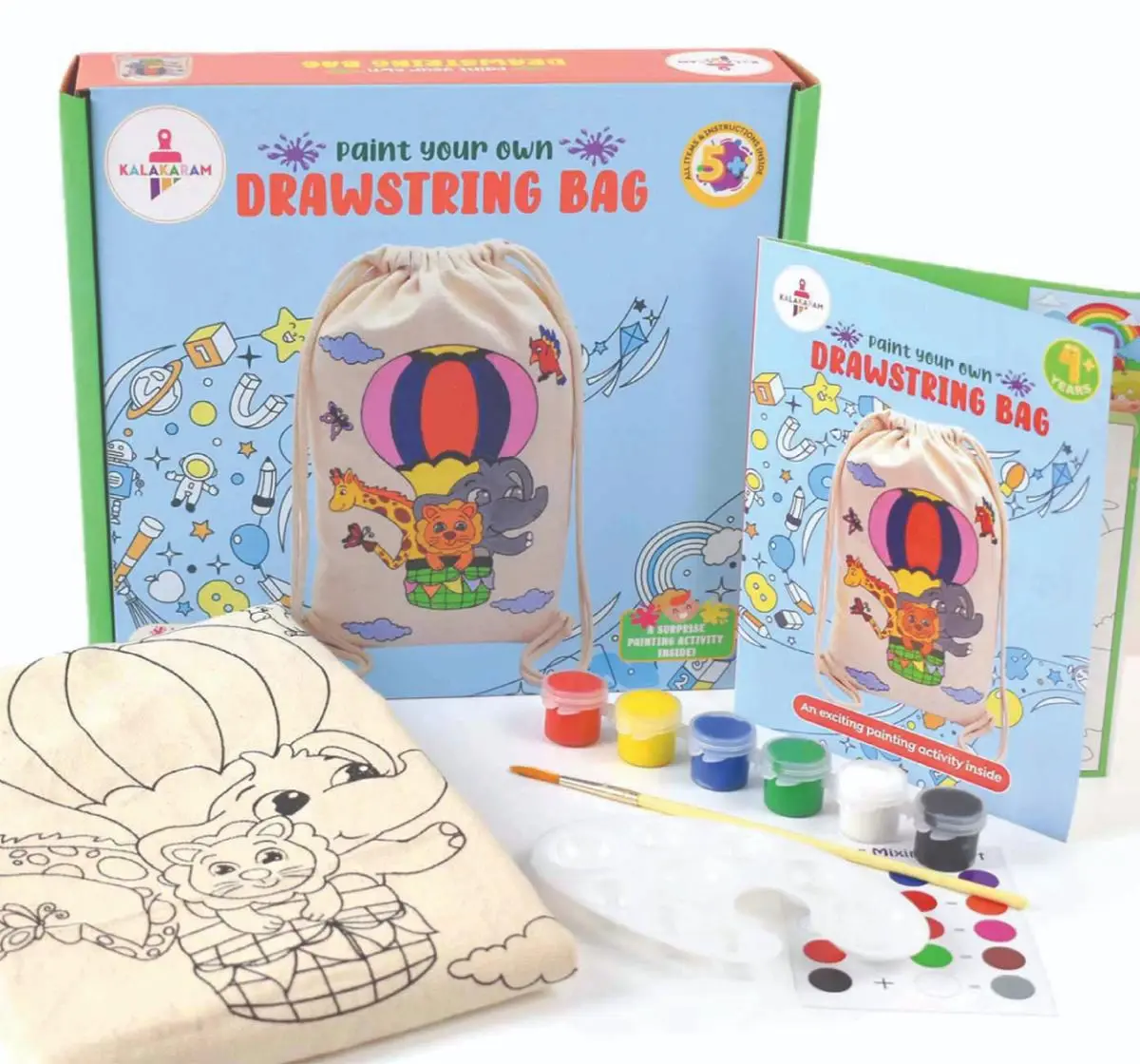 Buy Kalakaram Paint Your Own Drawstring Bag, Animal Theme Canvas