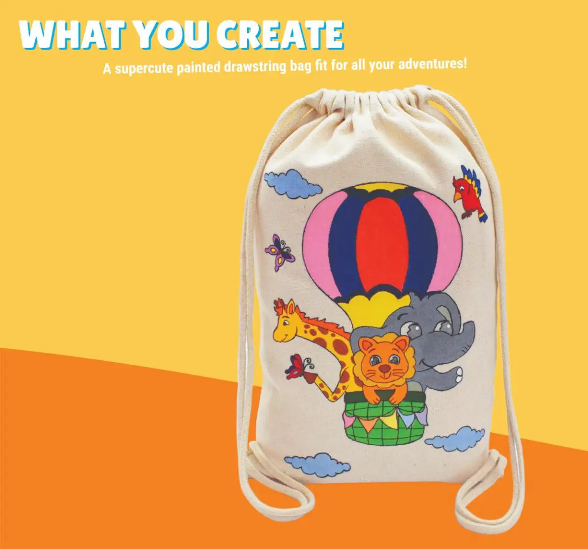 Buy Kalakaram Paint Your Own Drawstring Bag, Animal Theme Canvas