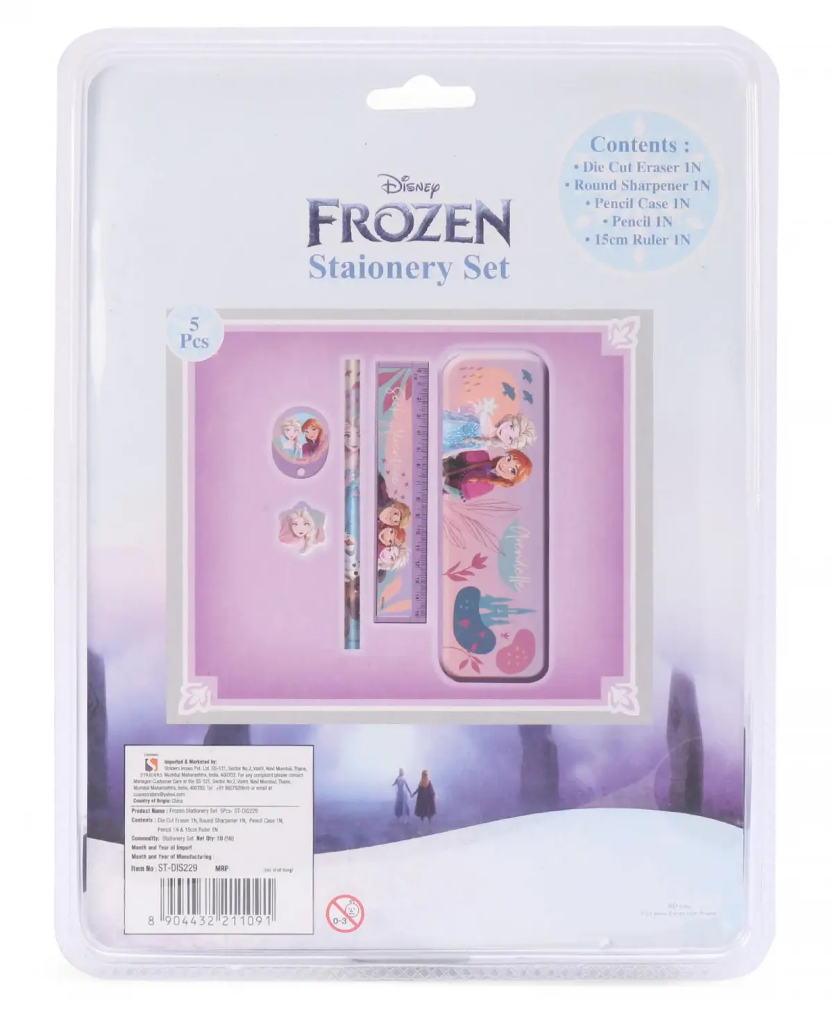 Striders Frozen Stationery Set (5Pcs) With Frozen Theme, 3Y+, Multicolour