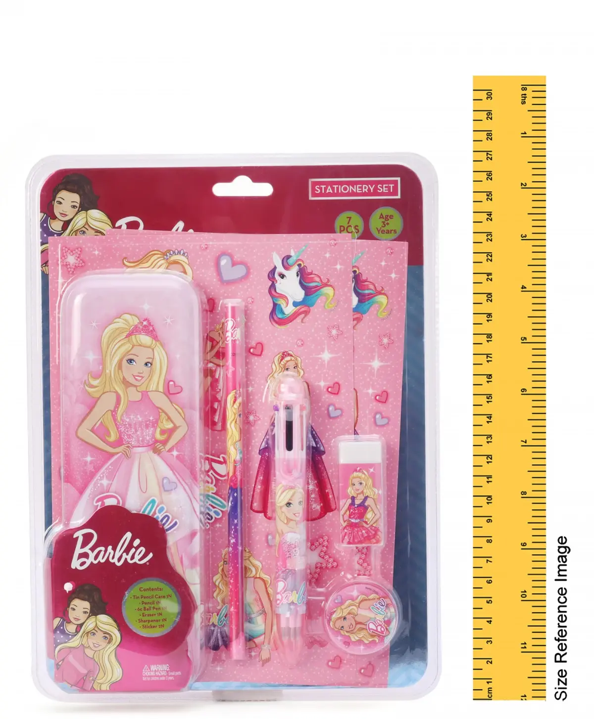 Striders Barbie Stationery Set (7Pcs) With Barbie Theme, 3Y+, Multicolour