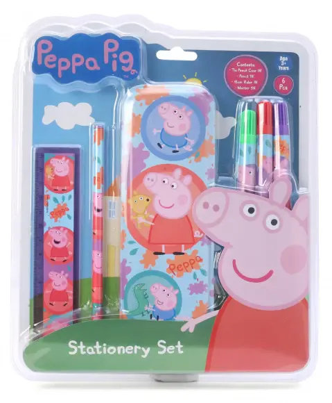 Striders Peppa Pig Stationery Set (6Pcs) With Peppa Pig Theme, 3Y+, Multicolour