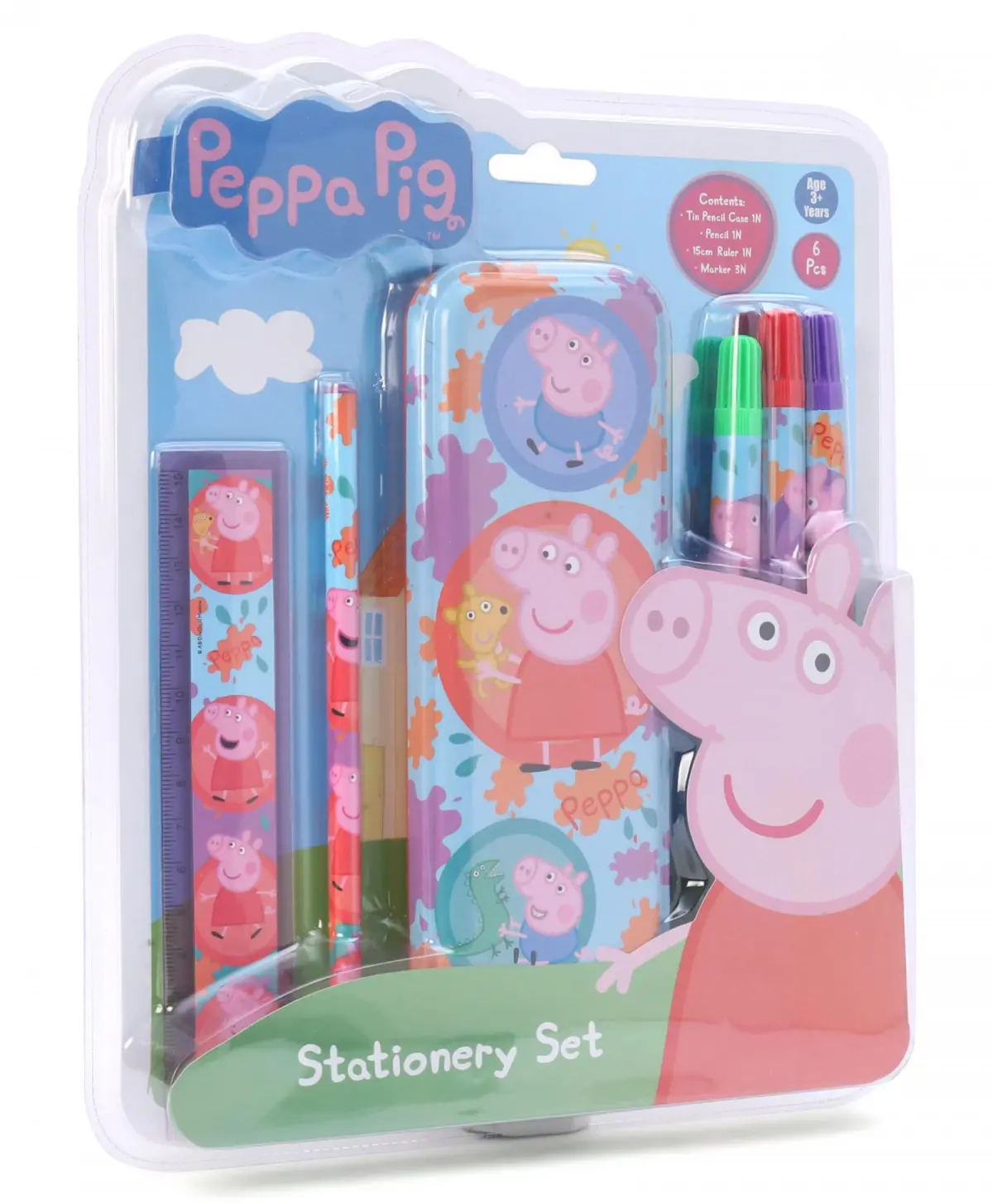 Striders Peppa Pig Stationery Set (6Pcs) With Peppa Pig Theme, 3Y+, Multicolour