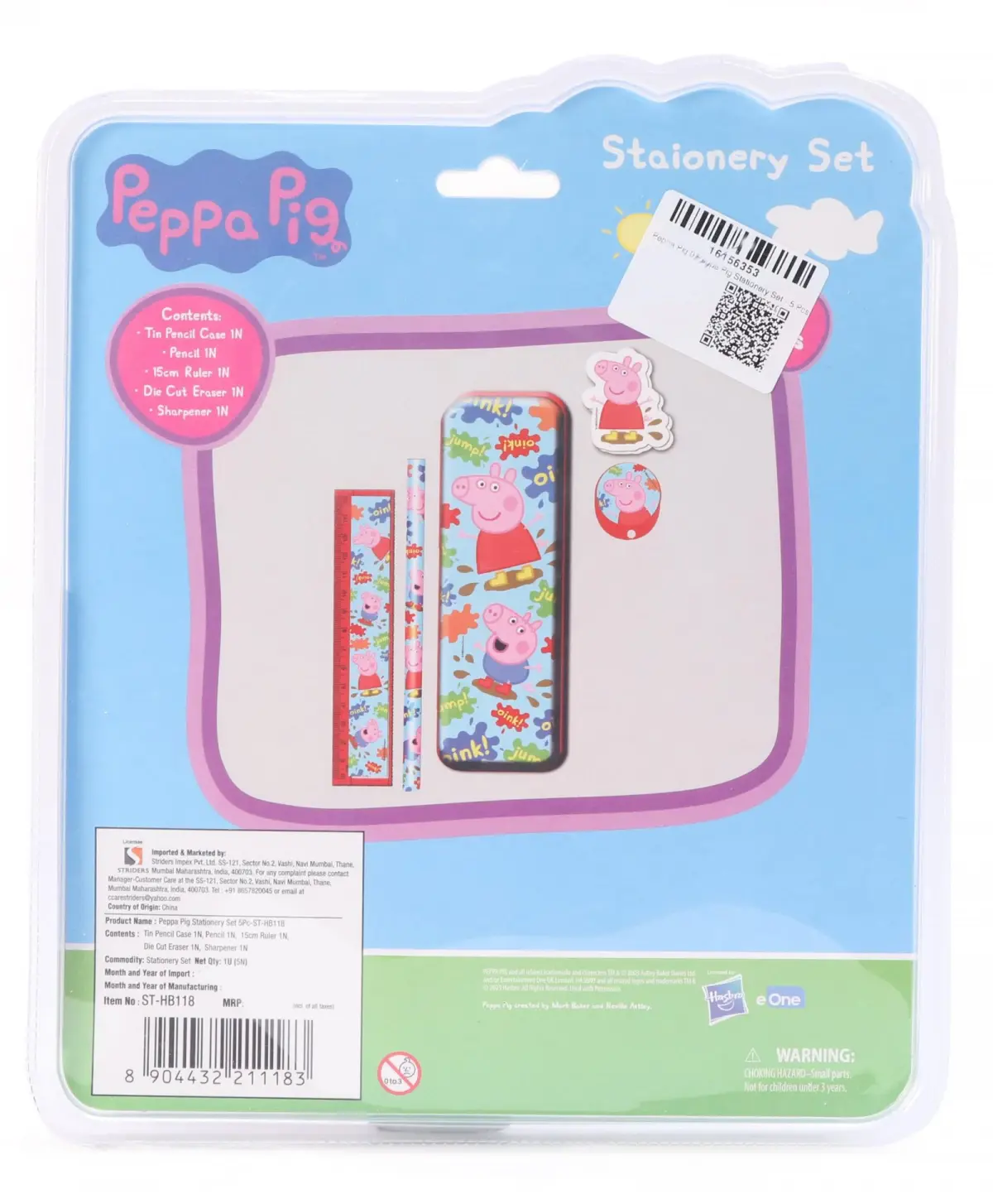 Striders Peppa Pig Stationery Set (5Pcs) With Peppa Pig Theme, 3Y+, Multicolour