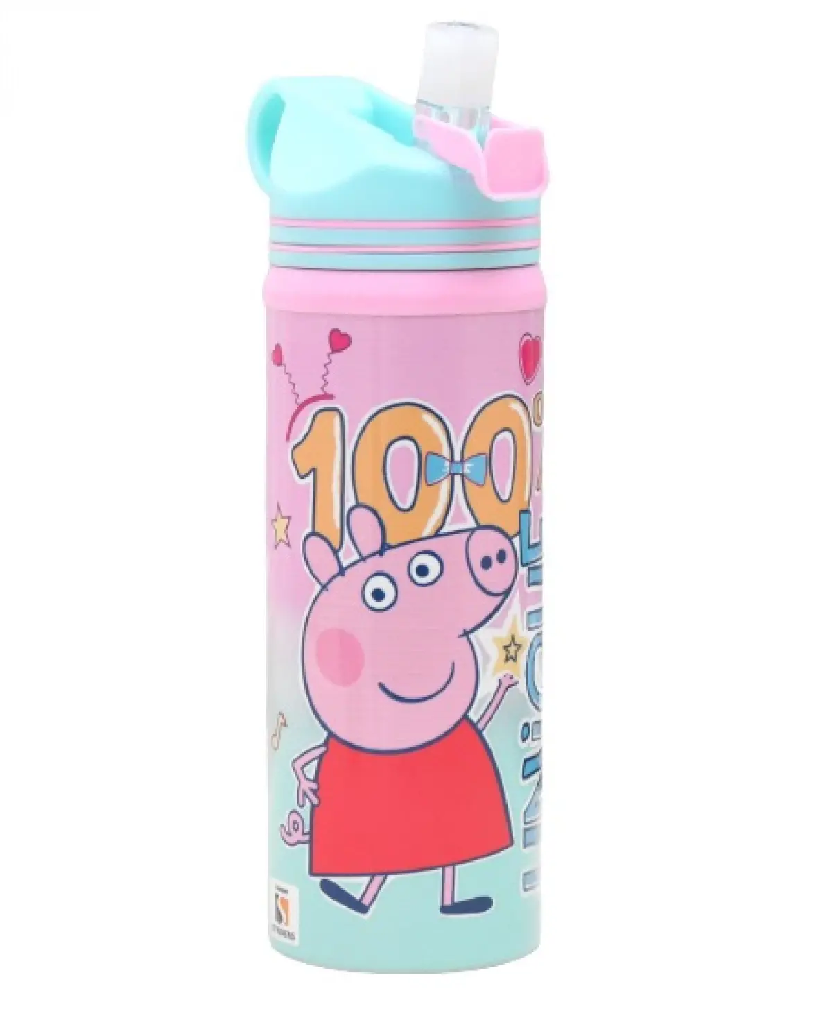 Striders Peppa Pig Water Bottle Steel 500ml Quench Your Thirst, 3Y+, Multicolour