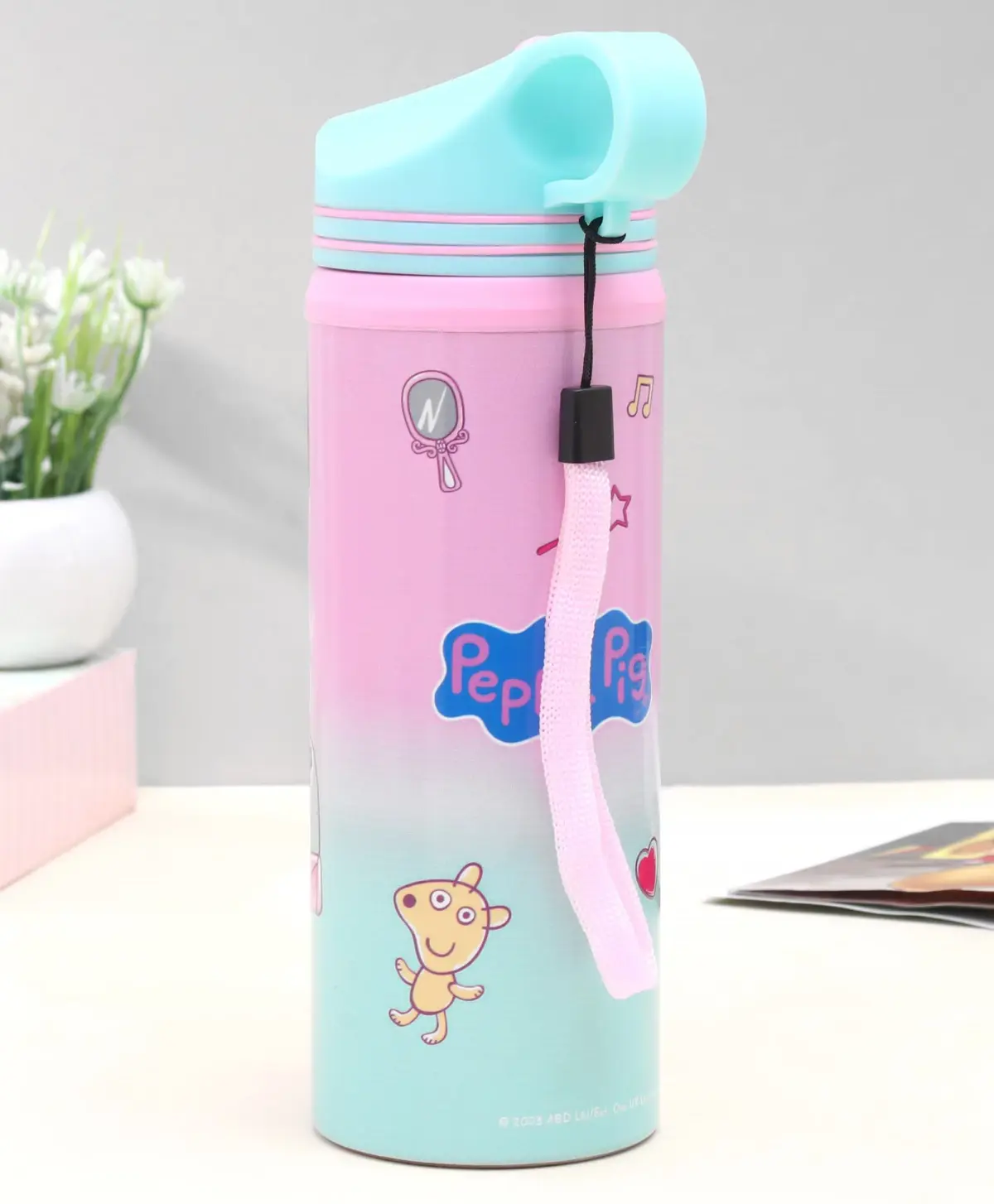 Striders Peppa Pig Water Bottle Steel 500ml Quench Your Thirst, 3Y+, Multicolour