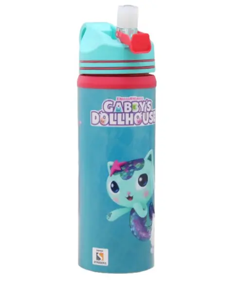 Striders Gabby's 500ml Kids Water Bottle Fun and Functional Hydration, 3Y+, Multicolour 