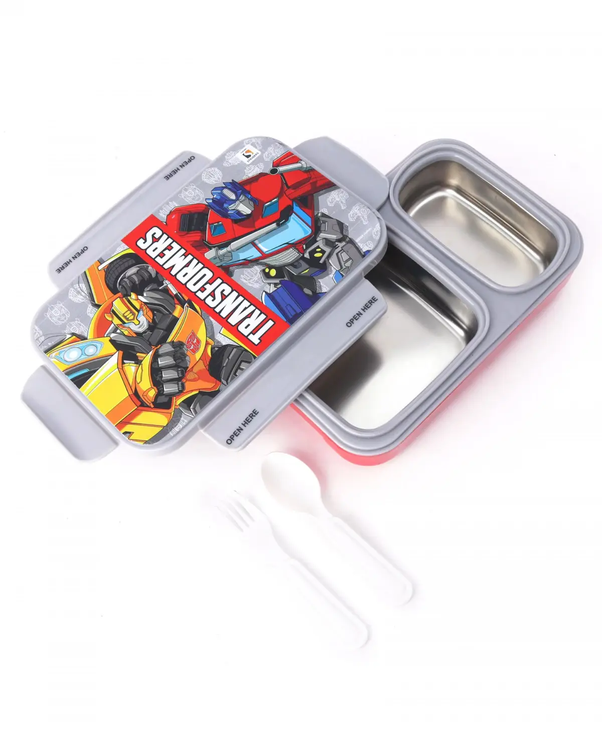 Striders Transformers Lunch Box with Dual Compartments, 3Y+, Multicolour