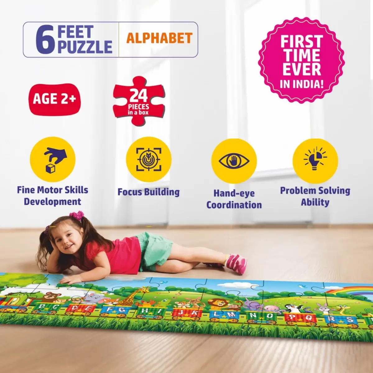 Flo 6 Feet Puzzle Alphabet Floor Puzzle for kids, Multicolour, 2Y+