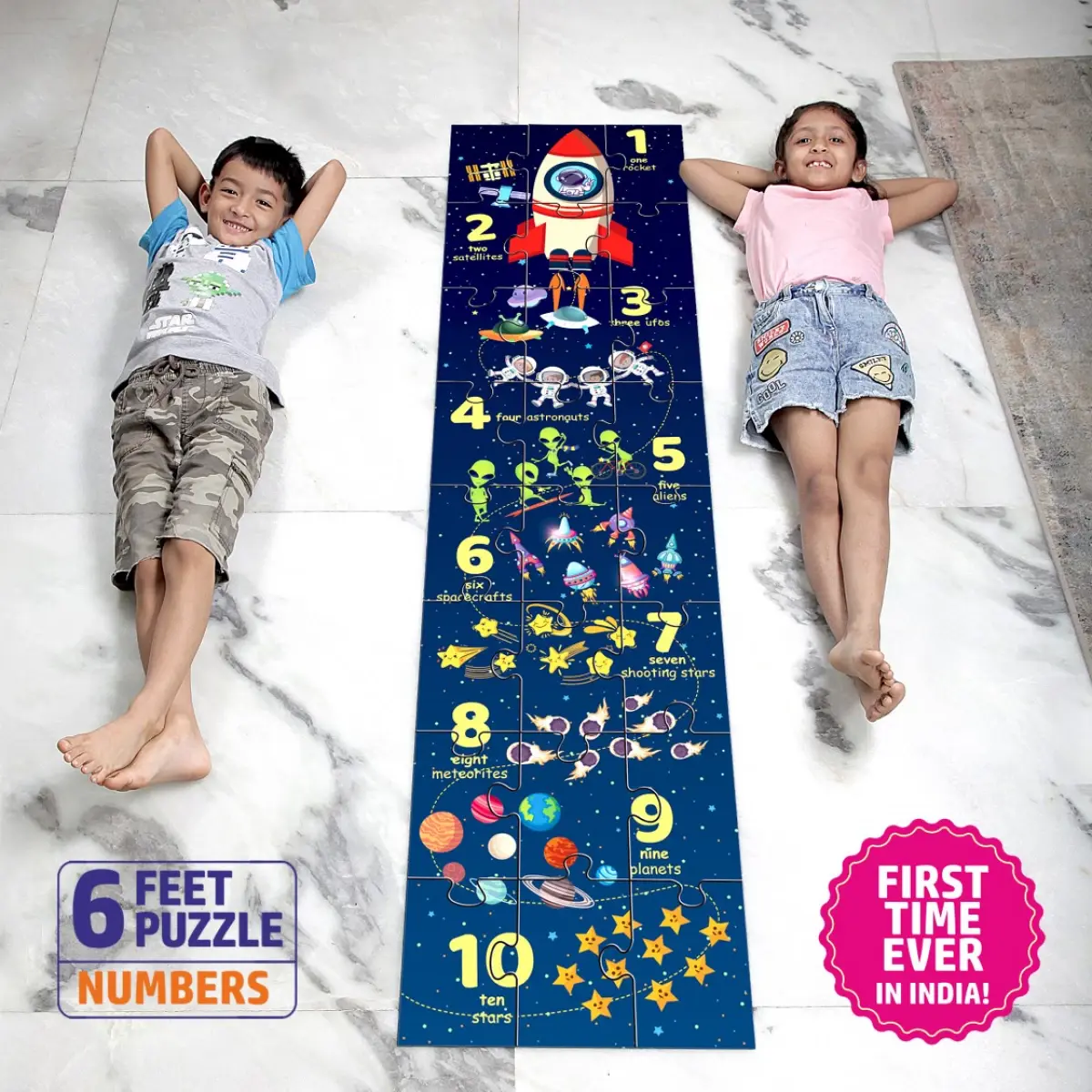 Flo 6 Feet Puzzle Numbers Floor Puzzle for kids, Multicolour, 2Y+