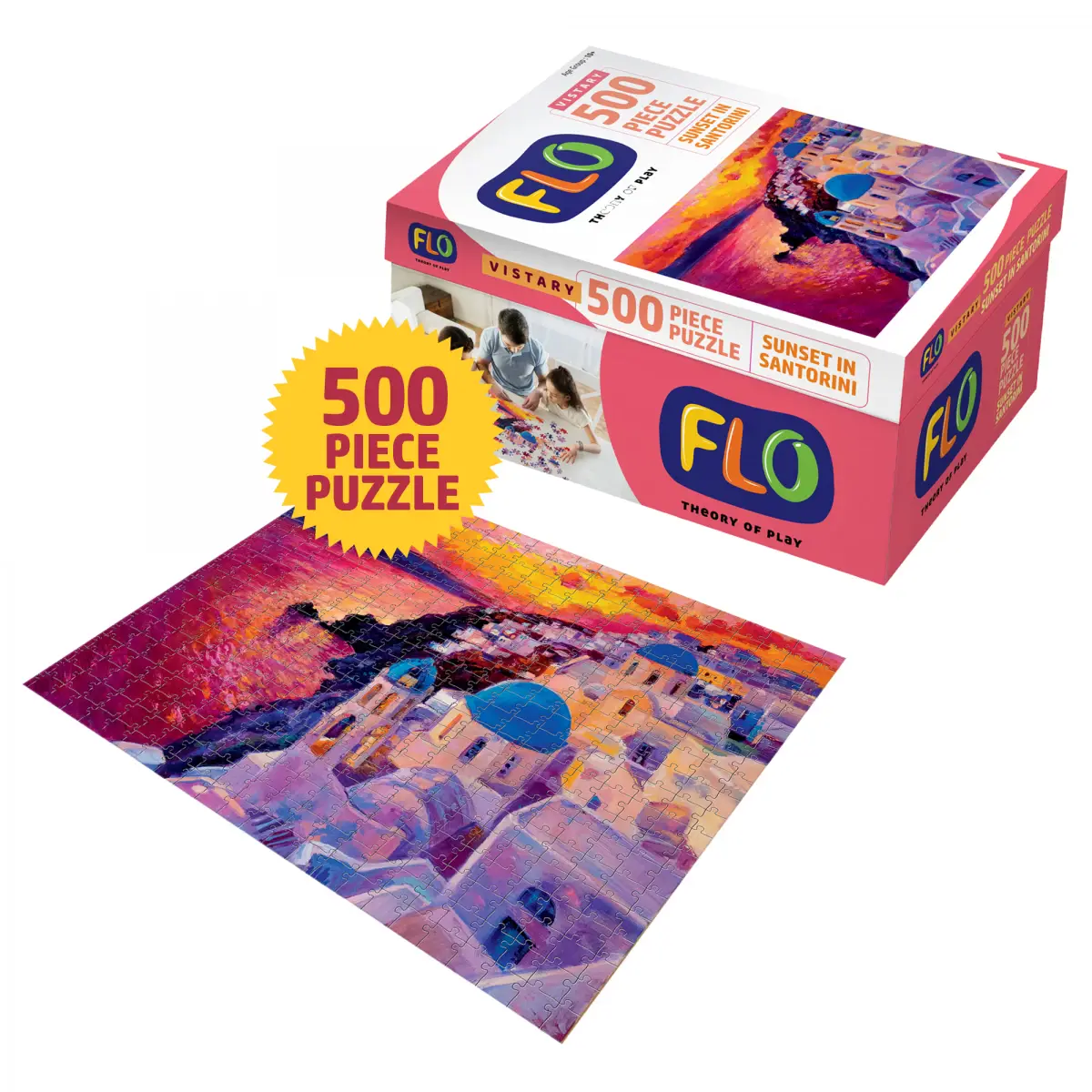 Flo 500 Puzzle Sunset In Santorini Jigsaw Puzzle for kids, Multicolour, 10Y+