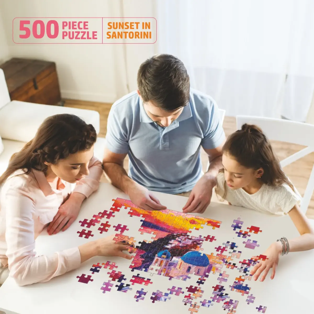 Flo 500 Puzzle Sunset In Santorini Jigsaw Puzzle for kids, Multicolour, 10Y+