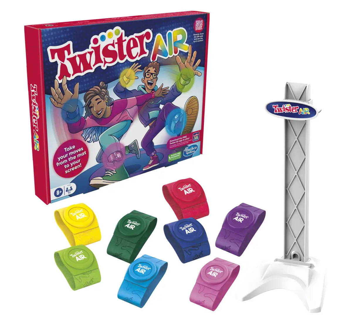 Hasbro Gaming Twister Air Game, AR App Play Game with Wrist and Ankle Bands, 8Y+