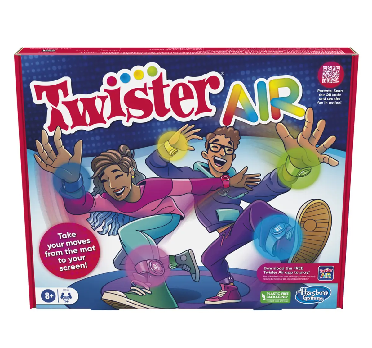 Hasbro Gaming Twister Air Game, AR App Play Game with Wrist and Ankle Bands, 8Y+