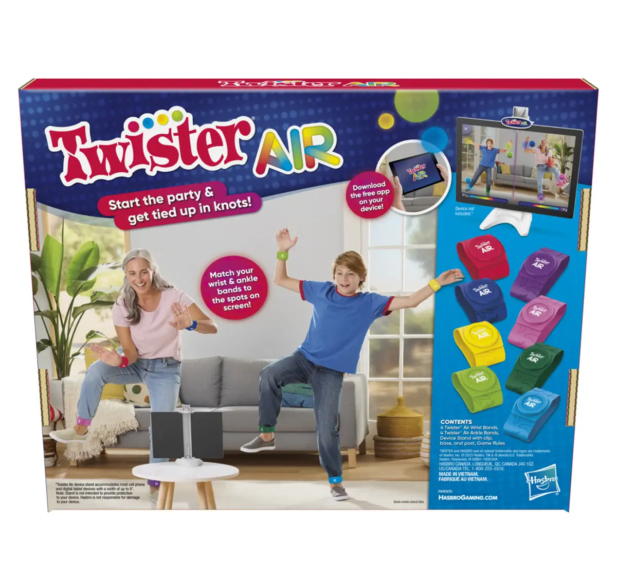 Hasbro Gaming Twister Air Game, AR App Play Game with Wrist and Ankle Bands, 8Y+