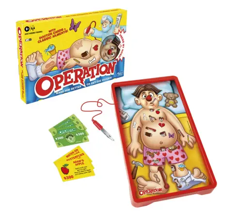 Hasbro Gaming Classic Operation Game, Electronic Board Game with Cards, 6Y+