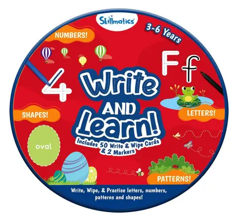 Skillmatics Write & Learn Cards for Toddlers - Letters, Numbers, Patterns & Shapes, Preschool Learning for 3Y+