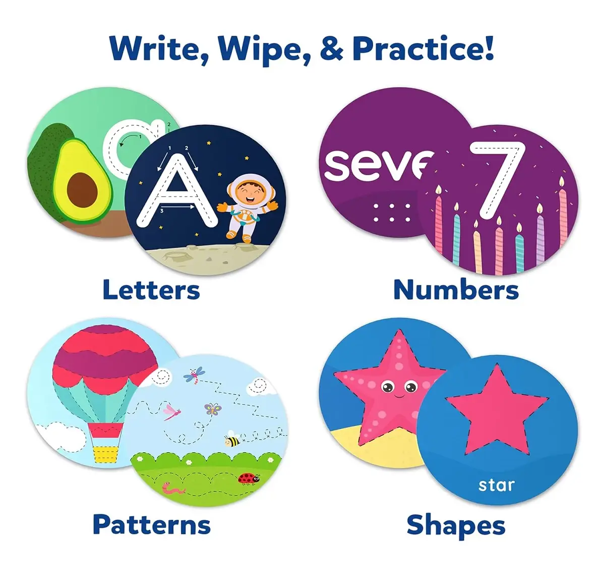 Skillmatics Write & Learn Cards for Toddlers - Letters, Numbers, Patterns & Shapes, Preschool Learning for 3Y+