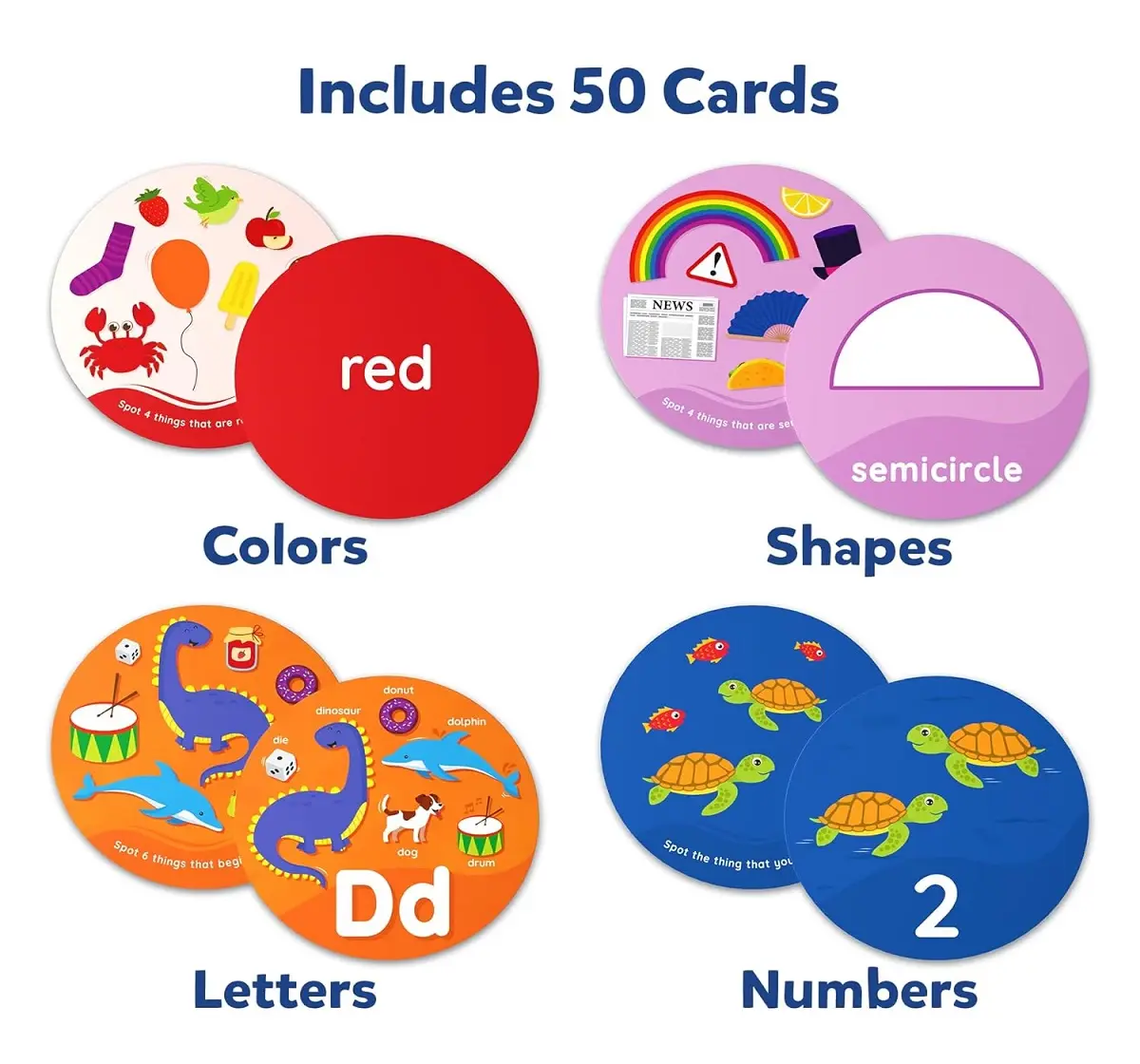 Skillmatics Flash Cards for Toddlers - Spot & Learn Letters, Numbers, Shapes & Colours, Preschool Learning for 2Y+