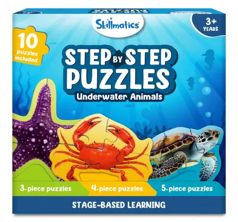 Skillmatics Step By Step Puzzle - 41 Piece Underwater Animal Jigsaw & Toddler Puzzles, 3Y+