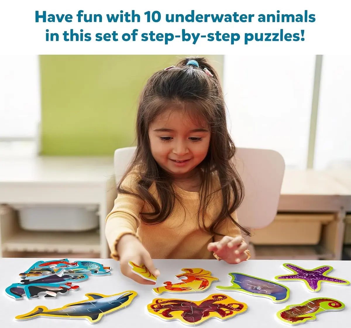 Skillmatics Step By Step Puzzle - 41 Piece Underwater Animal Jigsaw & Toddler Puzzles, 3Y+