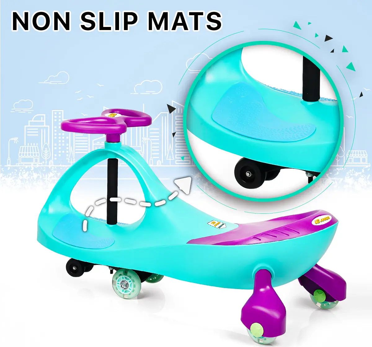 Uboard Eco Swing Car Ride-On Toy Teal 12 Months +