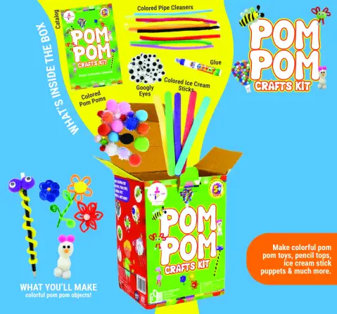 Kalakaram Pom Pom Crafts Kit DIY Kits 5Y+, Multicolour