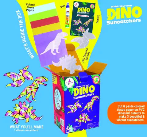 Kalakaram DIY Dino Suncatchers, DIY Kits 5Y+, Multicolour