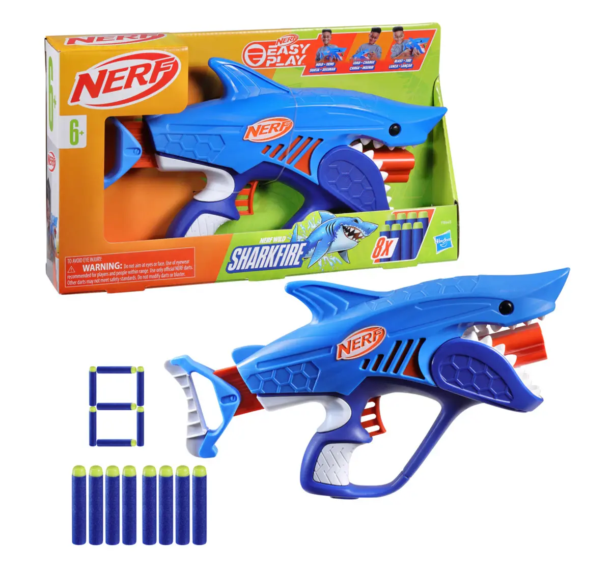 Nerf Junior Wild Sharkfire, 8 Nerf Elite Darts, 6Y+