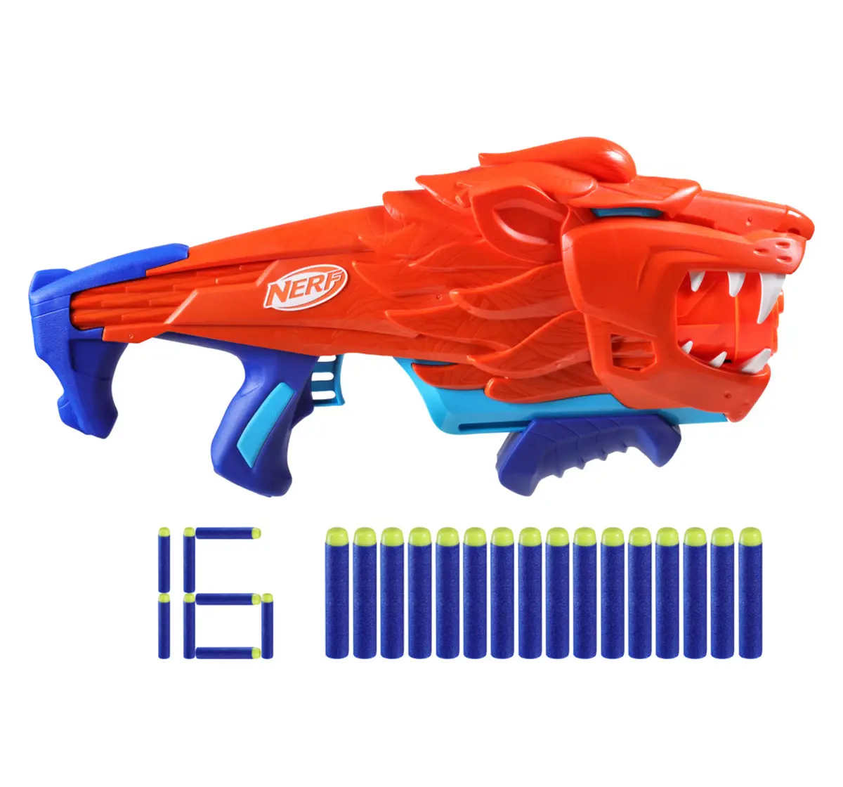 Nerf Junior Wild Lionfury, 16 Nerf Elite Darts, 6Y+