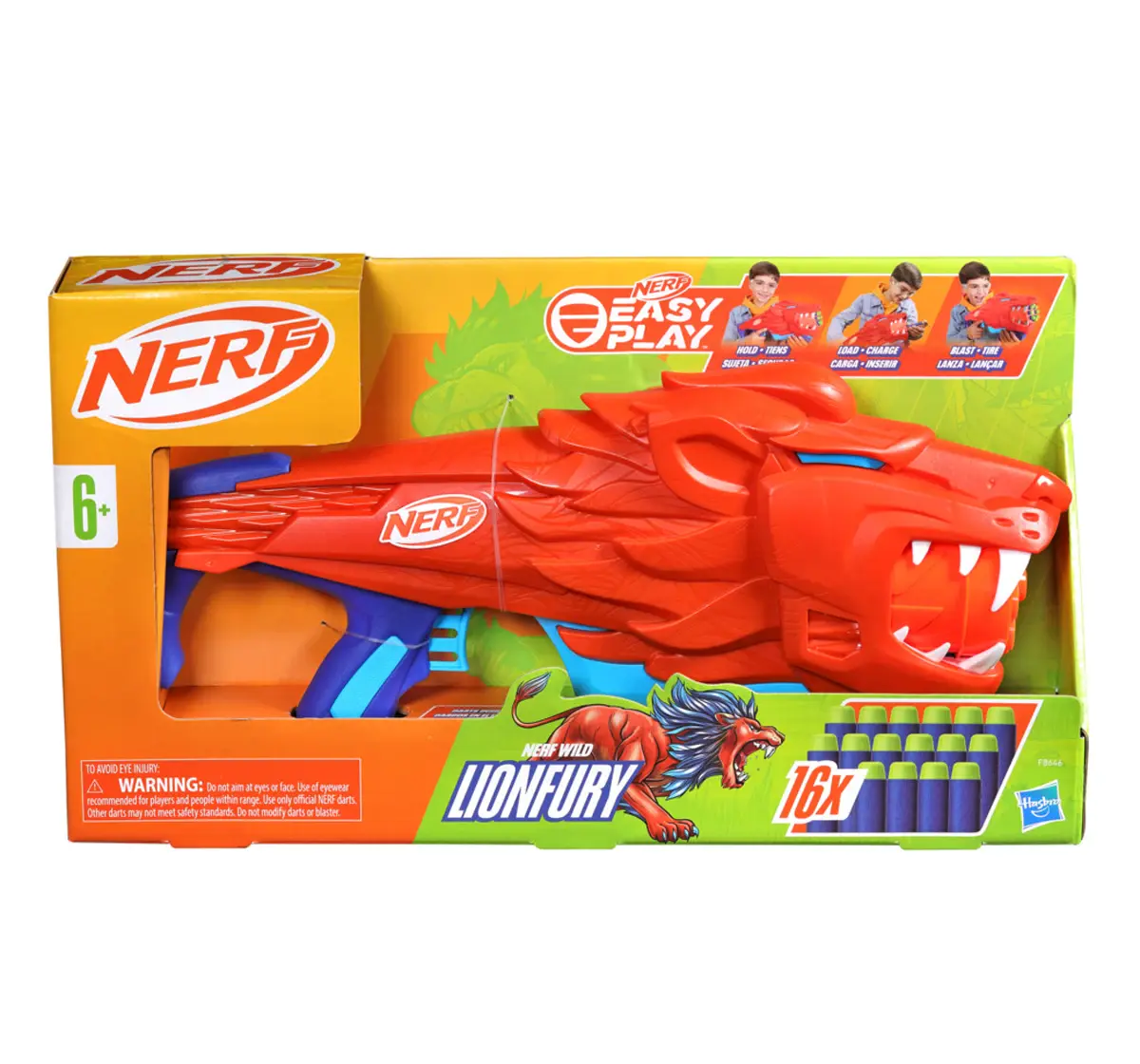 Nerf Junior Wild Lionfury, 16 Nerf Elite Darts, 6Y+