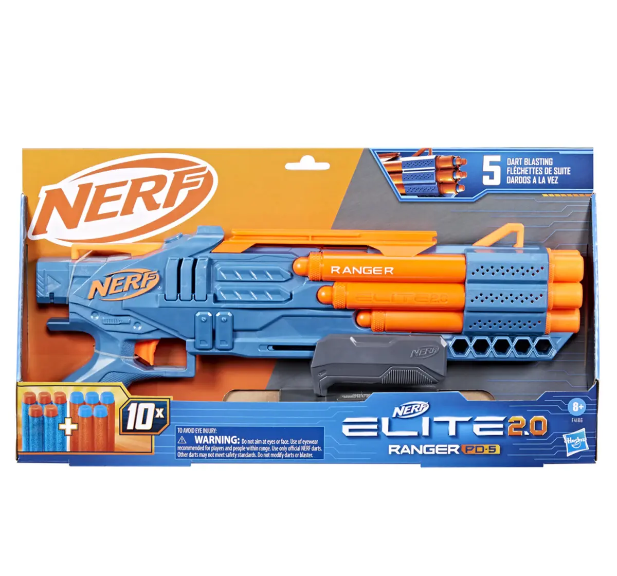 Nerf Elite 2.0 Ranger PD-5 Blaster, 5-Barrel Blasting, 10 Nerf Elite Darts, 8Y+