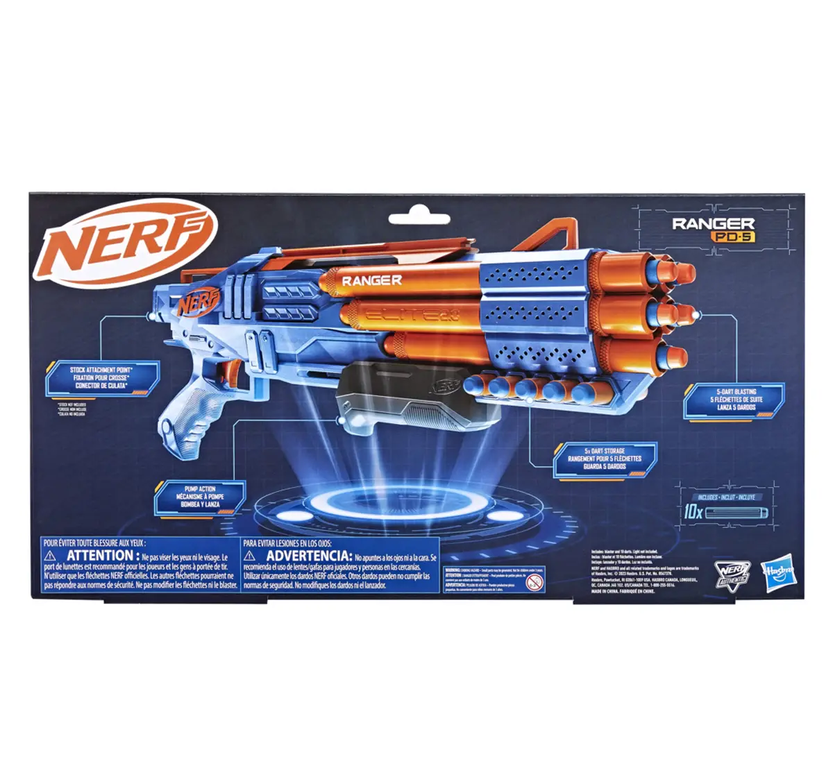 Nerf Elite 2.0 Ranger PD-5 Blaster, 5-Barrel Blasting, 10 Nerf Elite Darts, 8Y+