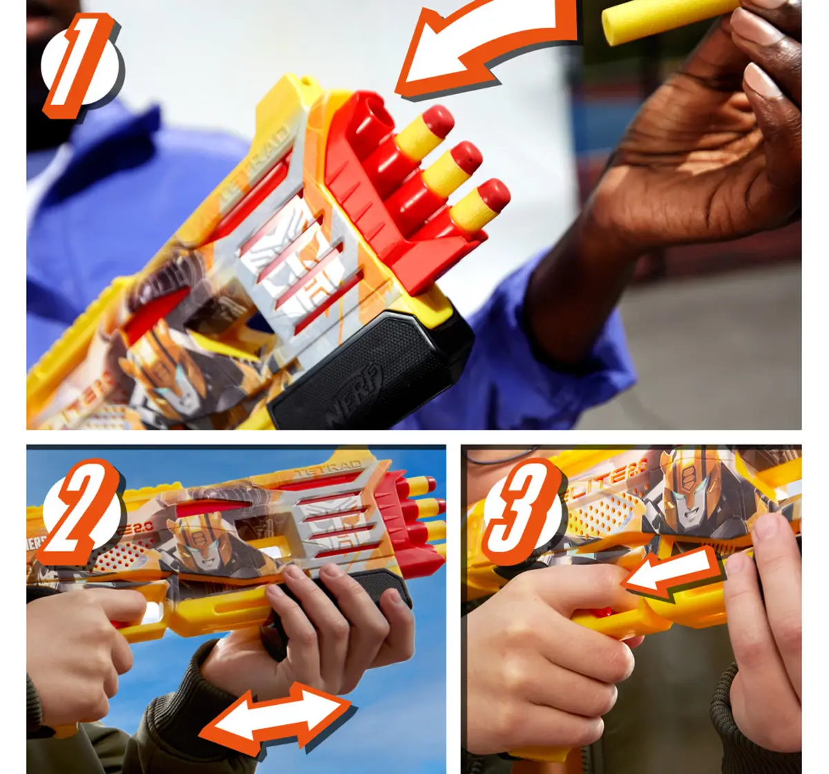 Nerf Transformers Bumblebee Dart Blaster, 8 Nerf Elite Darts, 8Y+