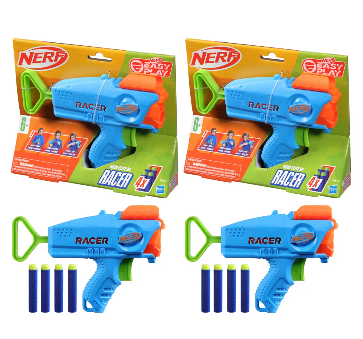 Nerf Elite Racer Easy-Play Dart Blaster Pack of 2, 8 Nerf Elite Darts, 6Y+