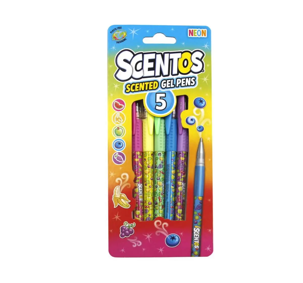 Scentos 5 Neon Gel Pens, 3Y+