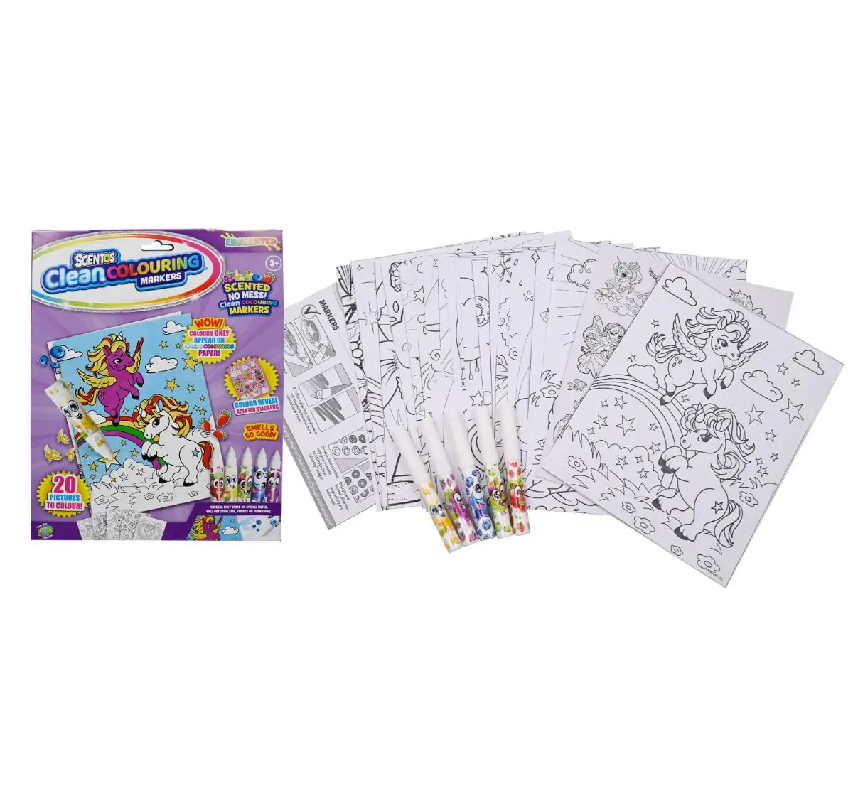 Scentos Enchanted Clean Colouring Markers, 3Y+