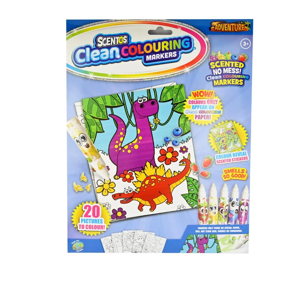 Scentos Adventure Clean Colouring Markers, 3Y+