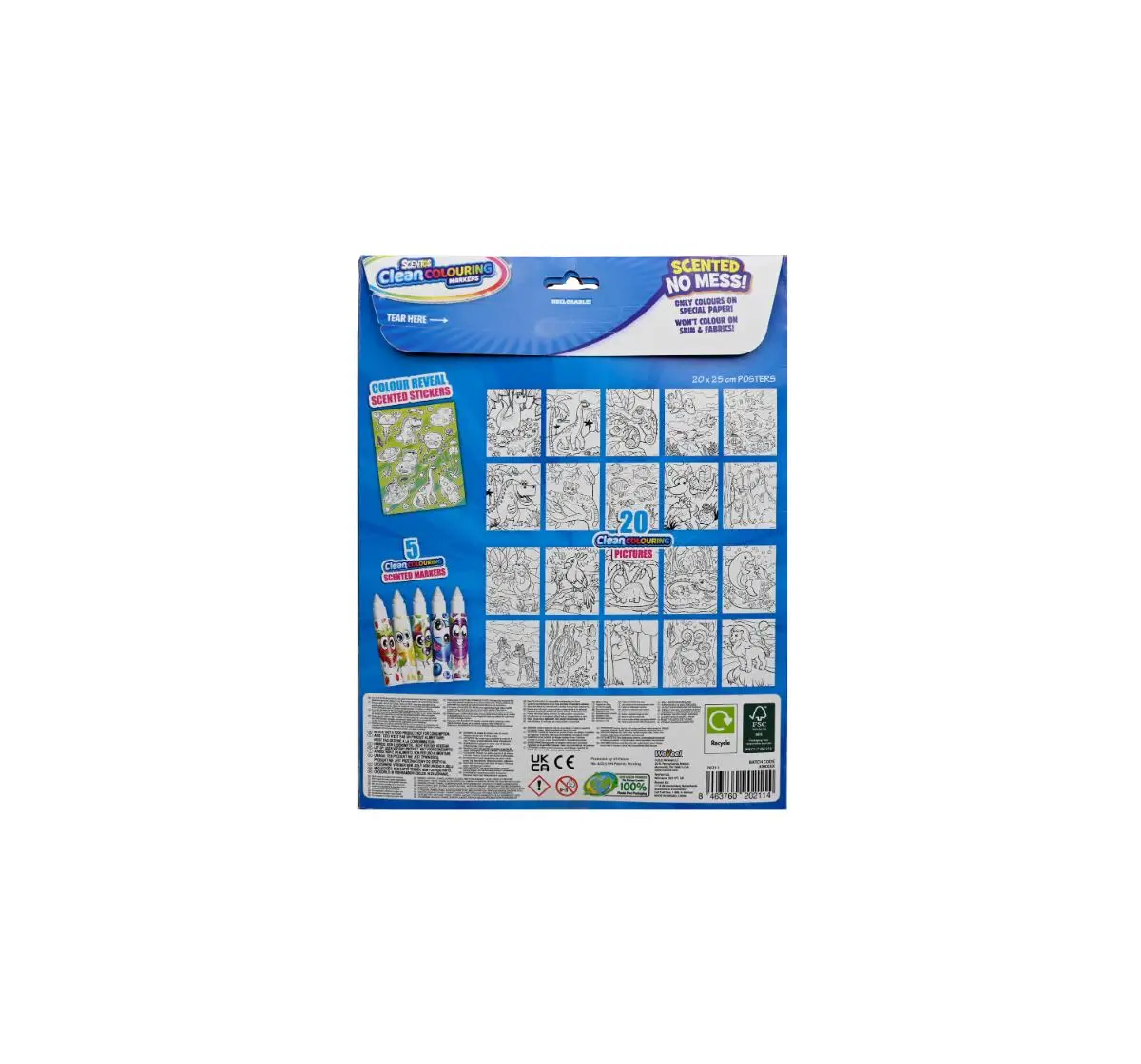 Scentos Adventure Clean Colouring Markers, 3Y+